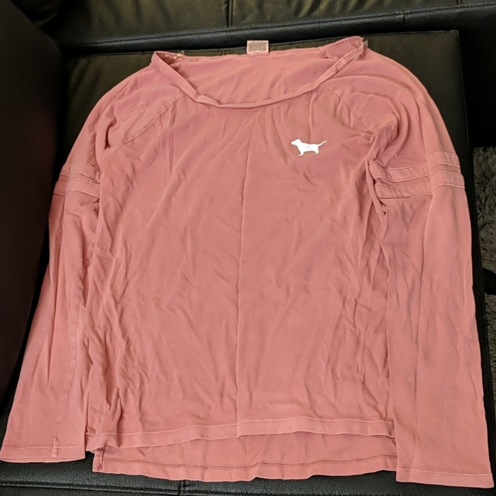 Pink crew neck long tee